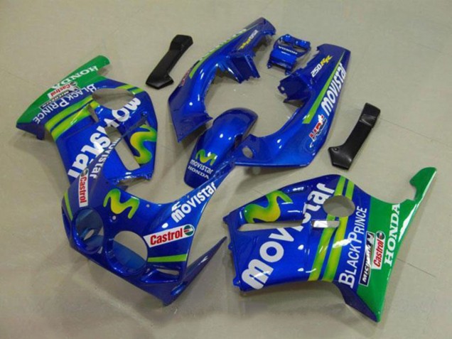 1988-1989 Honda CBR250RR MC19 Motorcycle Fairings - Blue Green White MoviStar Red Castrol Canada Websites