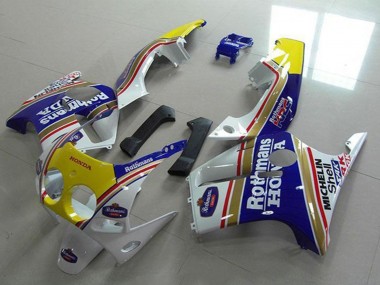 1988-1989 Honda CBR250RR MC19 Motorcycle Fairings - White Yellow Blue Rothmans Canada Websites