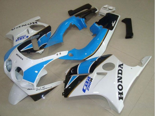 1988-1989 Honda CBR250RR MC19 Motorcycle Fairing - White Light Blue Glossy Black Canada Websites
