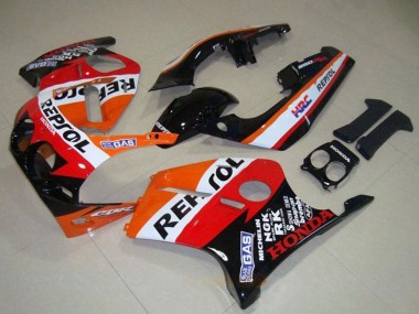 1988-1989 Honda CBR250RR MC19 Motorcycle Fairings - Orange White Red Glossy Black Repsol Canada Websites
