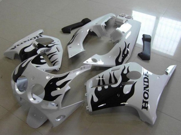 1988-1989 Honda CBR250RR MC19 Motorcycle Fairings - White Glossy Black Flame Canada Websites