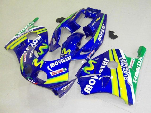 1990-1998 Honda CBR250RR MC22 Motorcycle Fairings - Blue Yellow Green MoviStar Castrol Canada Websites