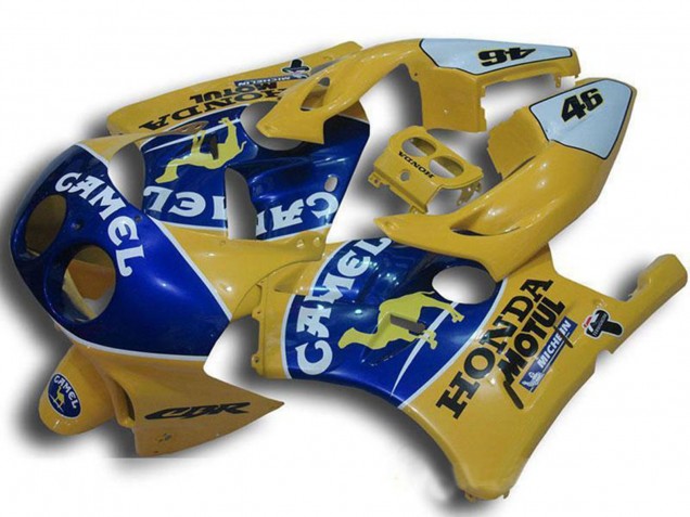 1990-1998 Honda CBR250RR MC22 Motorcycle Fairings - Yellow Blue Camel Motul Canada Websites
