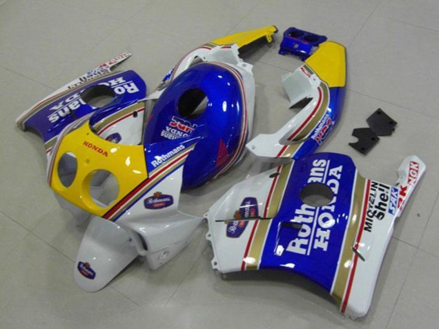 1990-1998 Honda CBR250RR MC22 Motorcycle Fairings - White Blue Yellow Rothmans Canada Websites