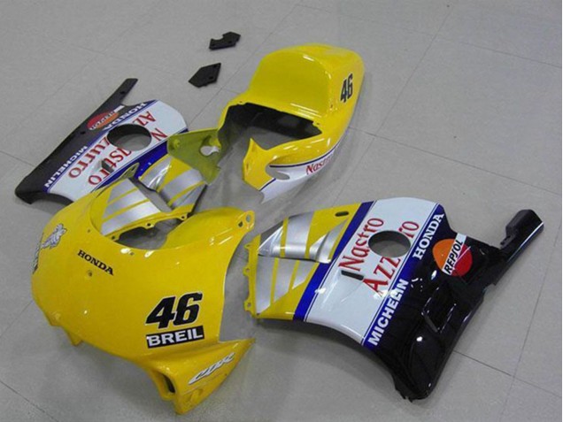 1990-1998 Honda CBR250RR MC22 Motorcycle Fairings - Yellow Silver White Red Nastro Azzurro Breil 46 Canada Websites