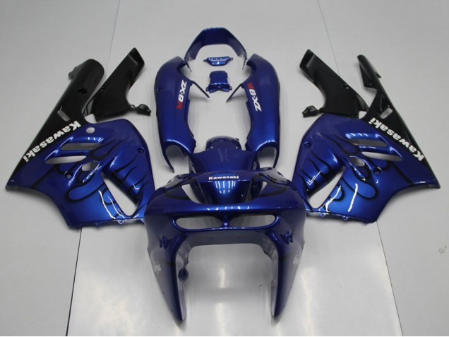1994-1997 Kawasaki ZX9R Motorcycle Fairings - Blue Black Flame Canada Websites