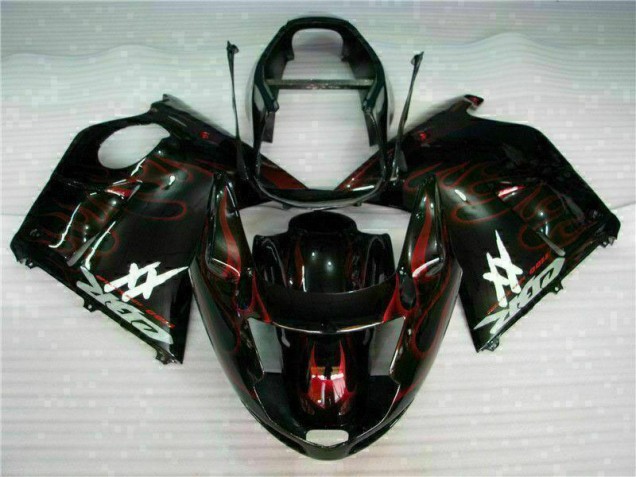 1996-2007 Honda CBR1100XX Blackbird Abs Motorcycle Fairing - Glossy Black Red Flame Canada Websites