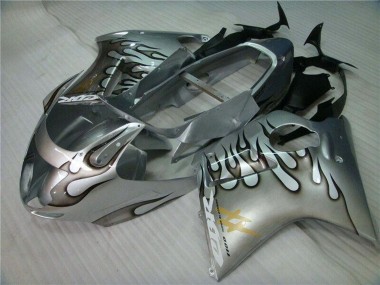 1996-2007 Honda CBR1100XX Blackbird Motorcycle Fairing - Silver Black Flame Canada Websites