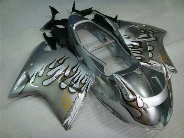 1996-2007 Honda CBR1100XX Blackbird Motorcycle Fairing - Silver Black Flame Canada Websites