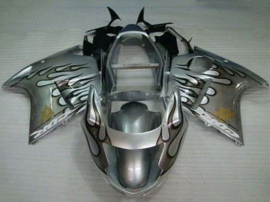 1996-2007 Honda CBR1100XX Blackbird Motorcycle Fairing - Silver Black Flame Canada Websites