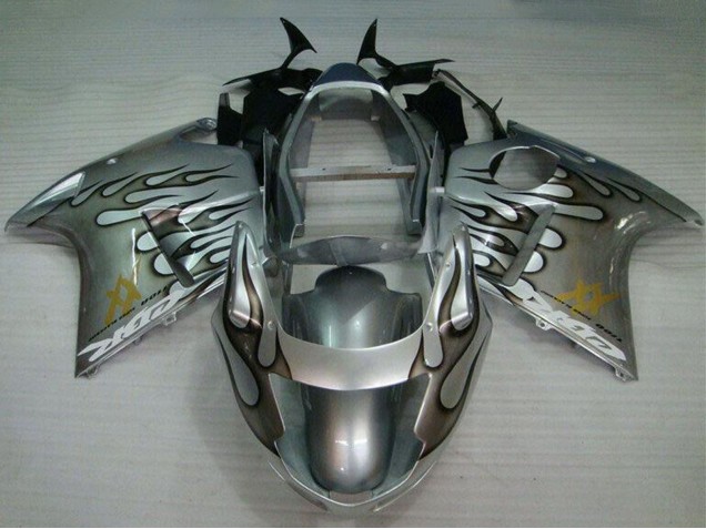 1996-2007 Honda CBR1100XX Blackbird Motorcycle Fairing - Silver Black Flame Canada Websites