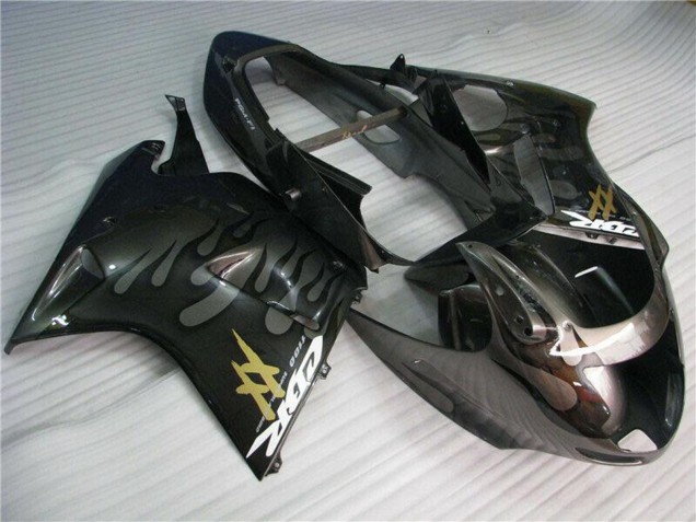 1996-2007 Honda CBR1100XX Blackbird Motorcycle Fairings - Glossy Black Silver Flame Canada Websites