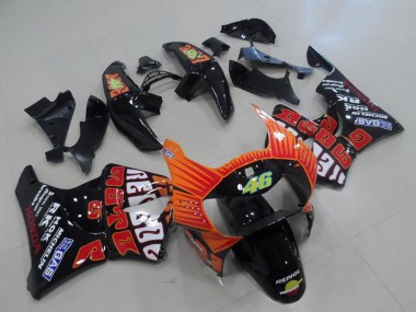 1998-1999 Honda CBR900RR 919 Motorcycle Fairings - Glossy Black Orange Rossi Canada Websites