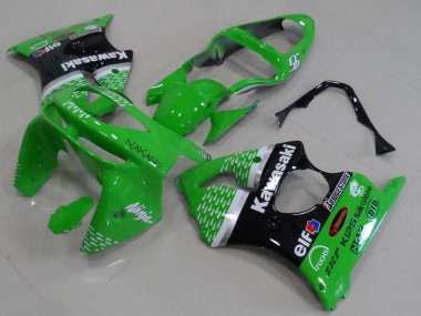 1998-1999 Kawasaki ZX6R Motorcycle Fairings - Green White Silver Glossy Black Canada Websites