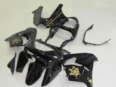 1998-1999 Kawasaki ZX9R Motorcycle Fairings - Glossy Black Gold Jw Canada Websites