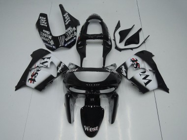 1998-1999 Kawasaki ZX9R Motorcycle Fairings - Glossy Black White West Canada Websites