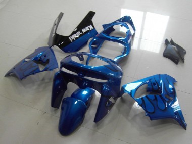 1998-1999 Kawasaki ZX9R Motorcycle Fairings - Blue Black Flame Canada Websites