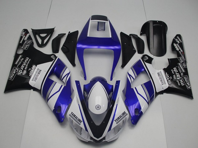 1998-1999 Yamaha YZF R1 Motorcycle Fairings - Blue White Glossy Black Yamalube Motards Canada Websites