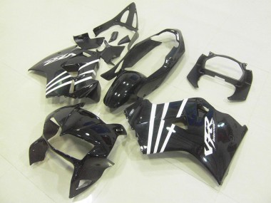1998-2001 Honda VFR 800 Motorcycle Fairings - Glossy Black White Stripe Canada Websites