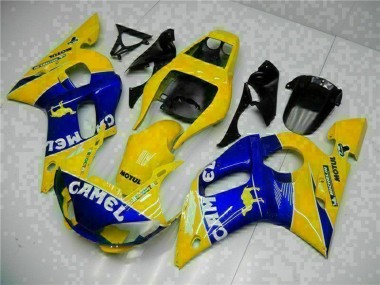 1998-2002 Yamaha YZF R6 Motorcycle Fairings - Yellow Blue White Camel Motul Canada Websites