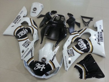 1998-2002 Yamaha YZF R6 Motorcycle Fairings - White Black Motul Lucky Strike 34 Canada Websites