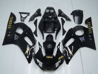1998-2002 Yamaha YZF R6 Motorcycle Fairings - Glossy Black Gold Decals Canada Websites