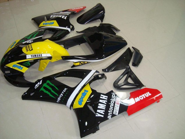 2000-2001 Yamaha YZF R1 Motorcycle Fairings - Glossy Black Yellow White Red Monster Motul Canada Websites