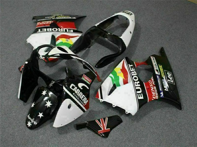 2000-2002 Kawasaki ZX6R Motorcycle Fairings - White Red Yellow Green Glossy Black Star EuroBet Canada Websites