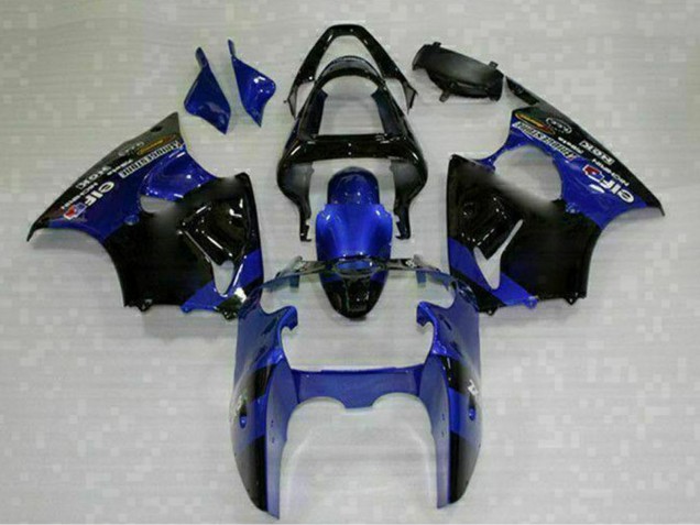 2000-2002 Kawasaki ZX6R Motorcycle Fairings - Blue Glossy Black Elf Bridgestone Canada Websites