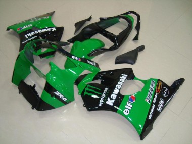 2000-2002 Kawasaki ZX6R Motorcycle Fairings - Green Glossy Black Monster Canada Websites