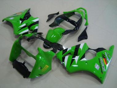 2000-2002 Kawasaki ZX6R Motorcycle Fairings - Green White Glossy Black Canada Websites