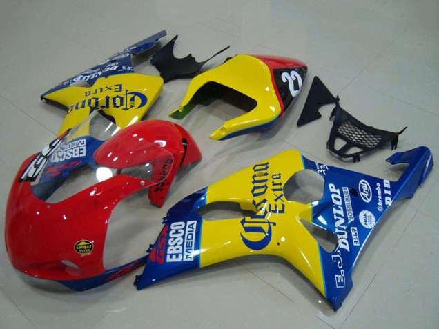 2000-2002 Suzuki GSXR 1000 Motorcycle Fairings - Yellow Red Blue Corona Racing Canada Websites