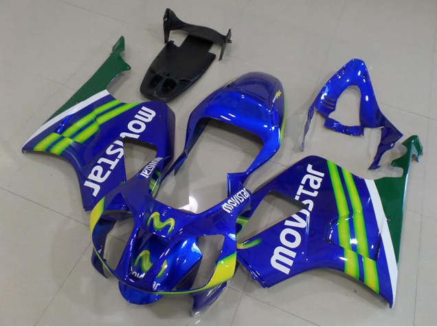 2000-2006 Honda VTR1000 Motorcycle Fairings - Blue Green White MoviStar Canada Websites