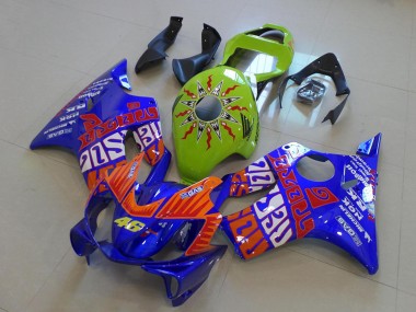 2001-2003 Honda CBR600 F4i Motorcycle Fairings - Yellow Blue Orange Rossi 46 Canada Websites