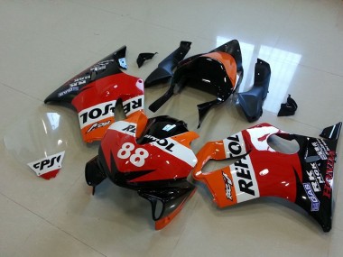 2001-2003 Honda CBR600 F4i Motorcycle Fairings - Orange White Red Glossy Black Racing Repsol 88 Canada Websites
