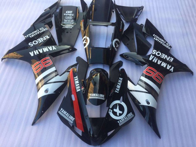 2002-2003 Yamaha YZF R1 Motorcycle Fairings - Glossy Black White Red Yamalube ENEOS Canada Websites