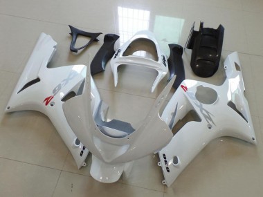 2003-2004 Kawasaki ZX6R Motorcycle Fairings - White with Silver Decals Canada Websites