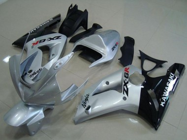 2003-2004 Kawasaki ZX6R Motorcycle Fairings - Silver Glossy Black Canada Websites