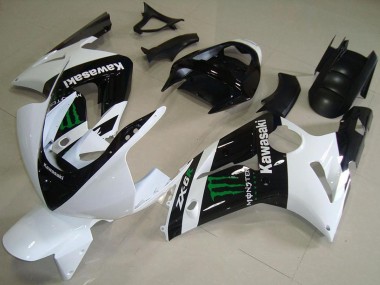 2003-2004 Kawasaki ZX6R Motorcycle Fairings - White Glossy Black Green Monster Canada Websites