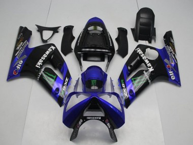 2003-2004 Kawasaki ZX6R Motorcycle Fairings - Glossy Black Blue Green Monster Canada Websites