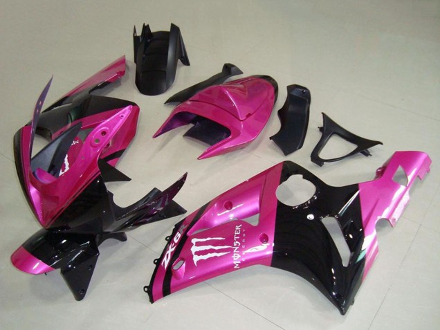 2003-2004 Kawasaki ZX6R Motorcycle Fairings - Pink Black White Monster Canada Websites