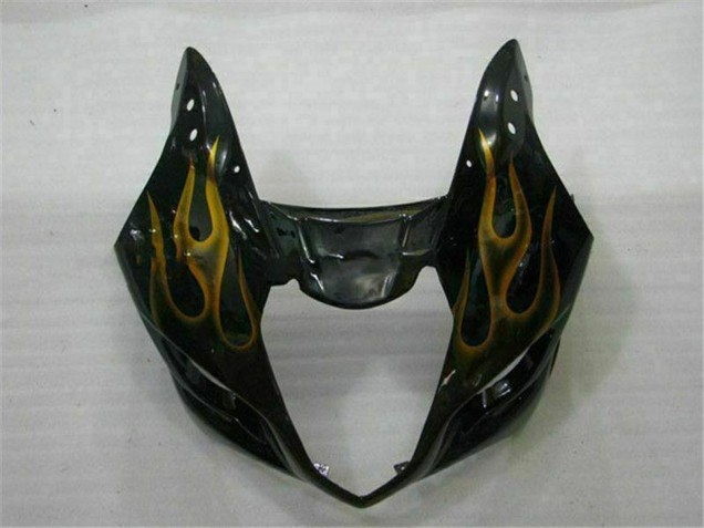 2003-2004 Suzuki GSXR 1000 Motorcycle Fairings - Glossy Black Gold Flame Canada Websites
