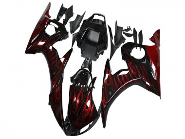 2003-2004 Yamaha YZF R6 Motorcycle Fairing - Glossy Black Red Flame Canada Websites