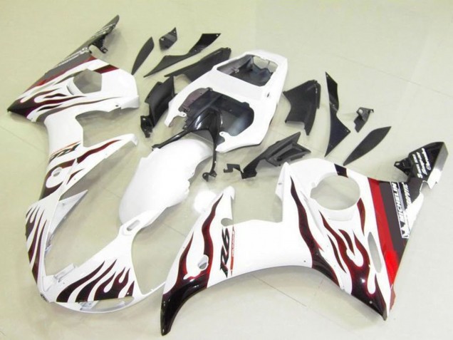 2003-2004 Yamaha YZF R6 Motorcycle Fairings - White Red Black Flame Michelin Canada Websites