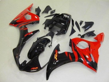2003-2004 Yamaha YZF R6 Motorcycle Fairings - Glossy Black Red Flame Canada Websites