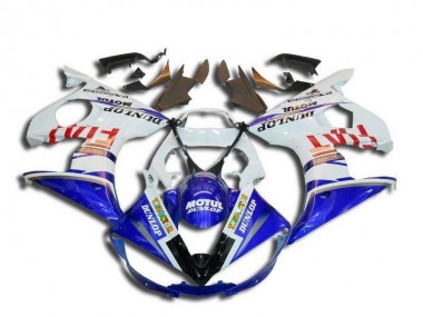 2003-2004 Yamaha YZF R6 Motorcycle Fairings - White Blue Red Fiat Motul Dunlop Michelin Canada Websites
