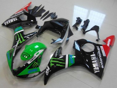 2003-2004 Yamaha YZF R6 Motorcycle Fairings - Glossy Black Red Green Monster Motul Canada Websites