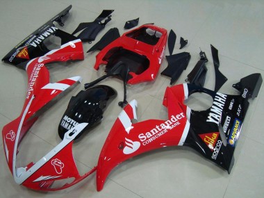 2003-2004 Yamaha YZF R6 Motorcycle Fairings - Red White Glossy Black Santander Motul Canada Websites