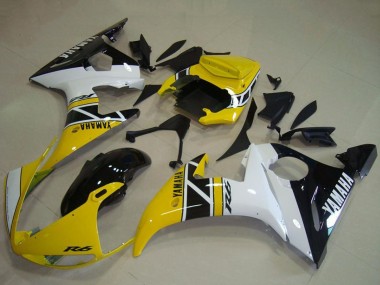 2003-2004 Yamaha YZF R6 Motorcycle Fairings - Yellow White Glossy Black Anniversary Canada Websites