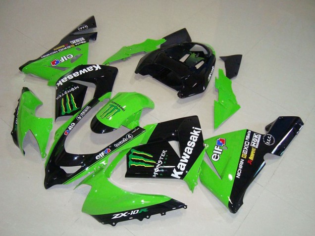 2004-2005 Kawasaki ZX10R Motorcycle Fairings - Green Black Monster Elf Canada Websites